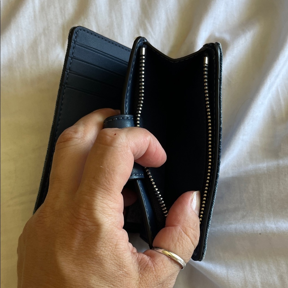 Coach Blue Denim Side Zip Wallet - Picture 3 of 4